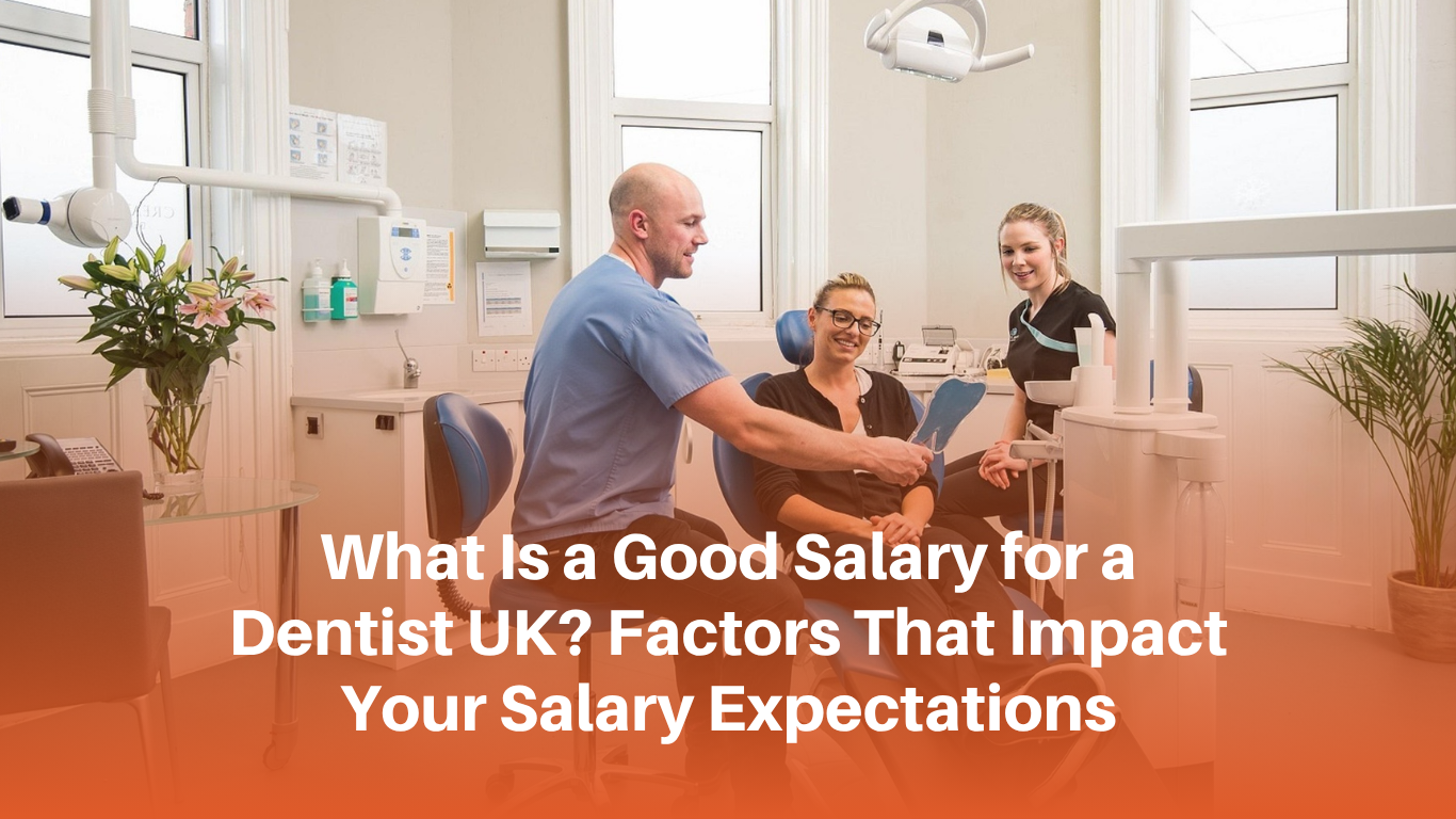 A banner image of a dentist and nurse consulting with a patient, used by Densura UK in a blog discussing what is a salary for a dentist uk​.