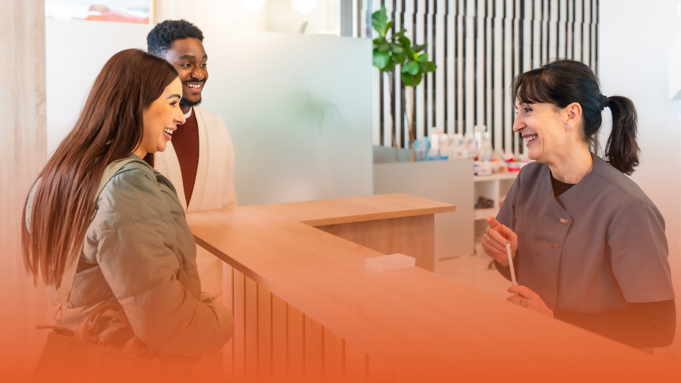 Blog banner of a dental assistant discussing treatment with a patient: used in a Densura blog about dental malpractice cases.
